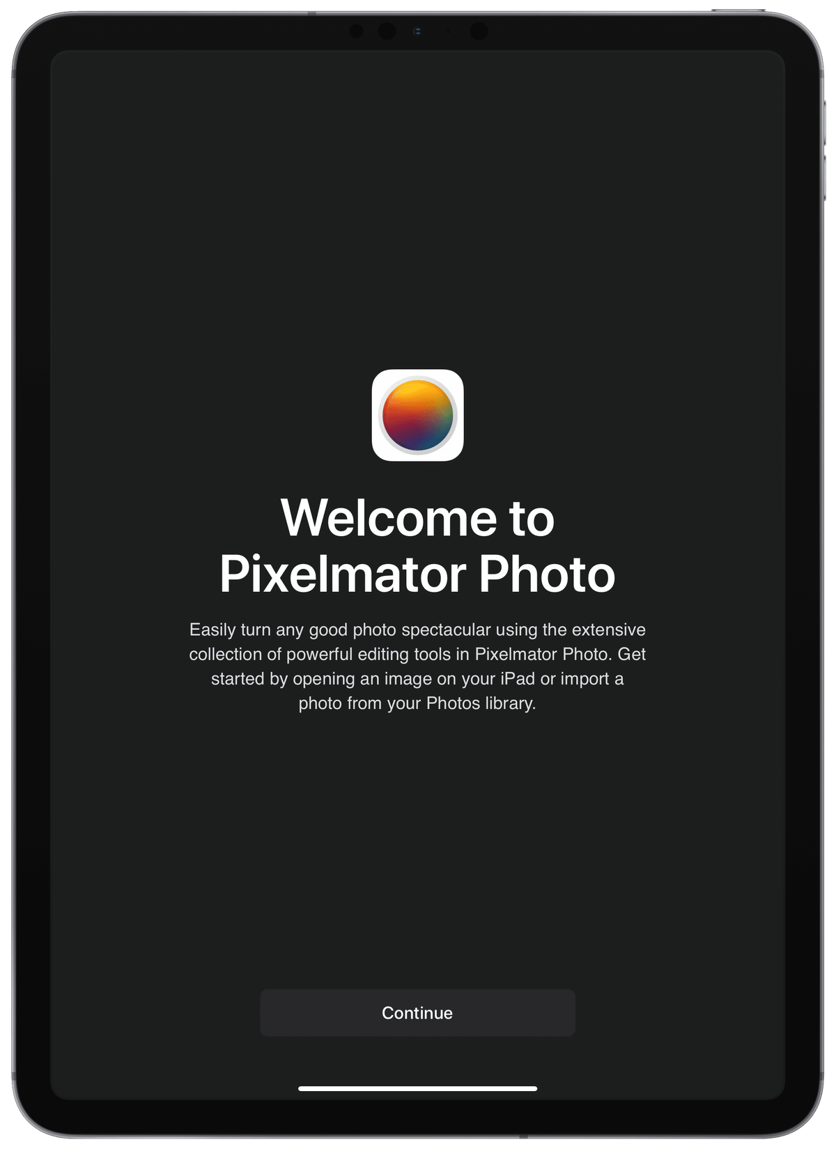 Pixelmator Photo welcome screen