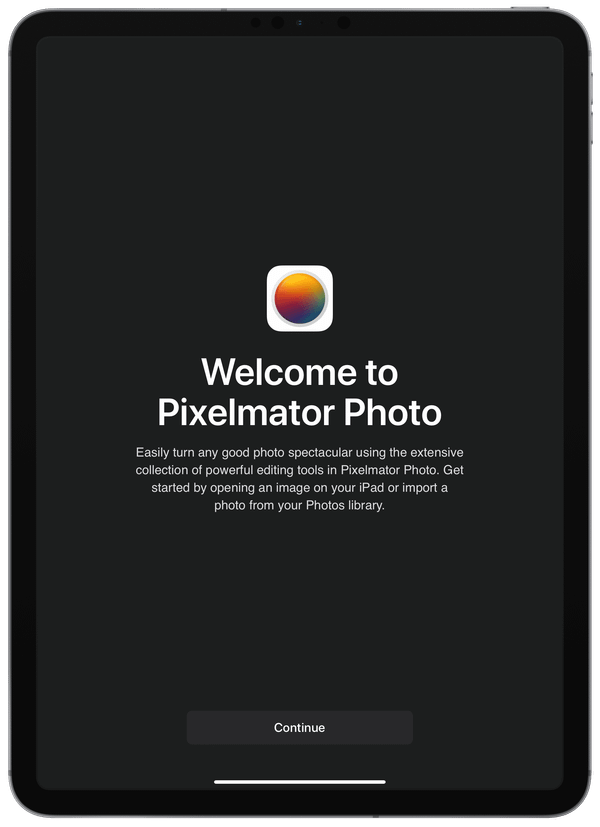 Pixelmator Photo welcome screen