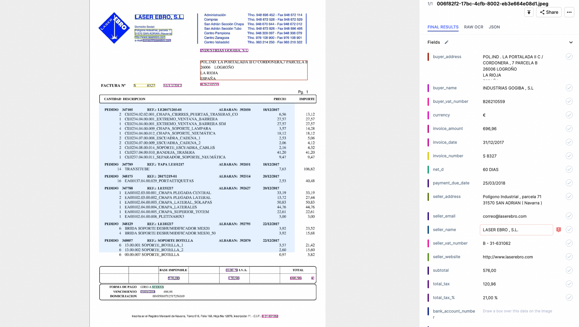 Invoice Data Capture on Nanonets