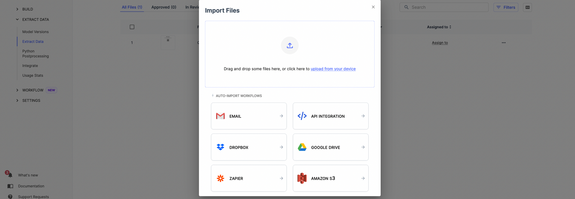 Import options on Nanonets