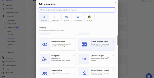 Data Transformation Options on Nanonets