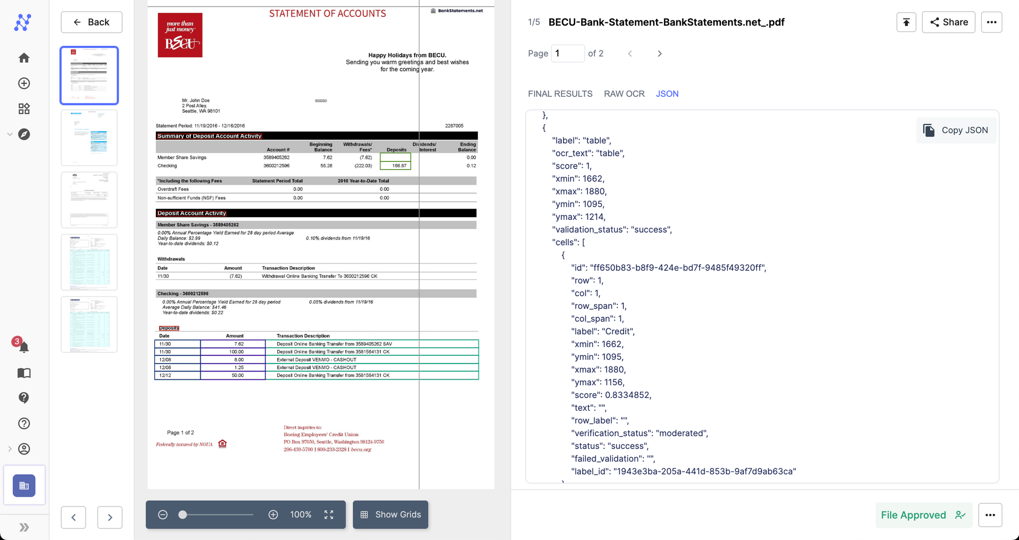 copy the JSON output
