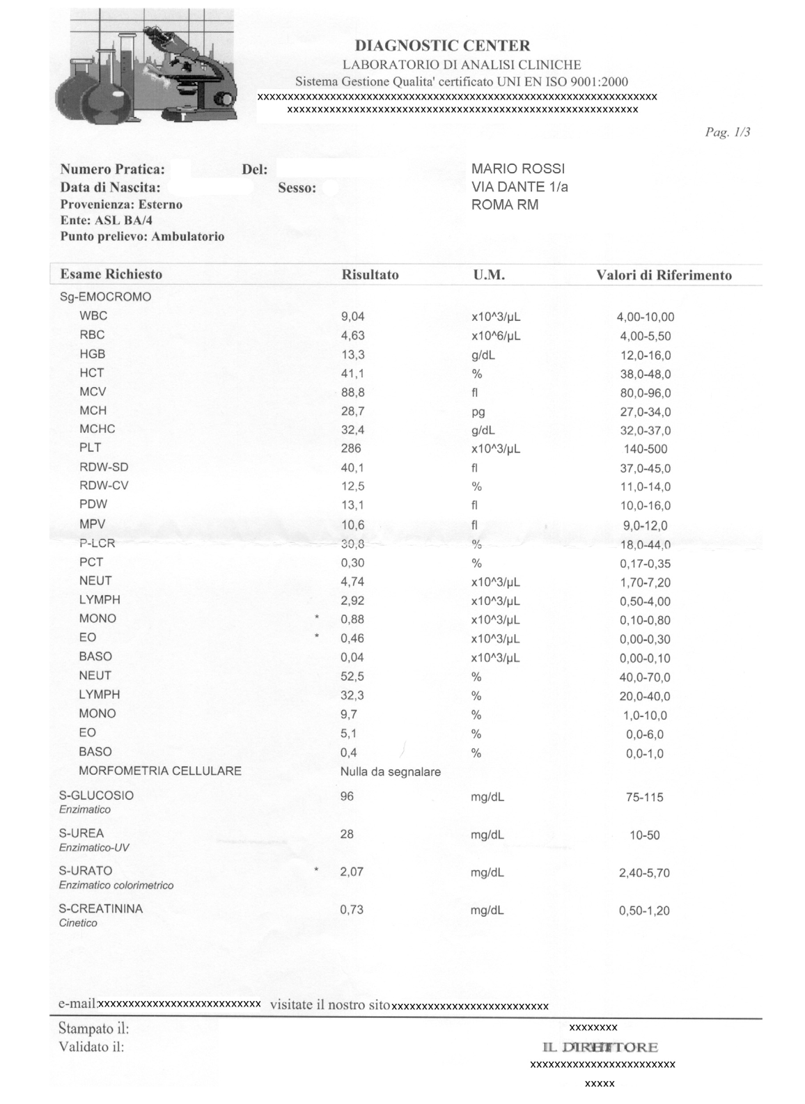 Sample medical report