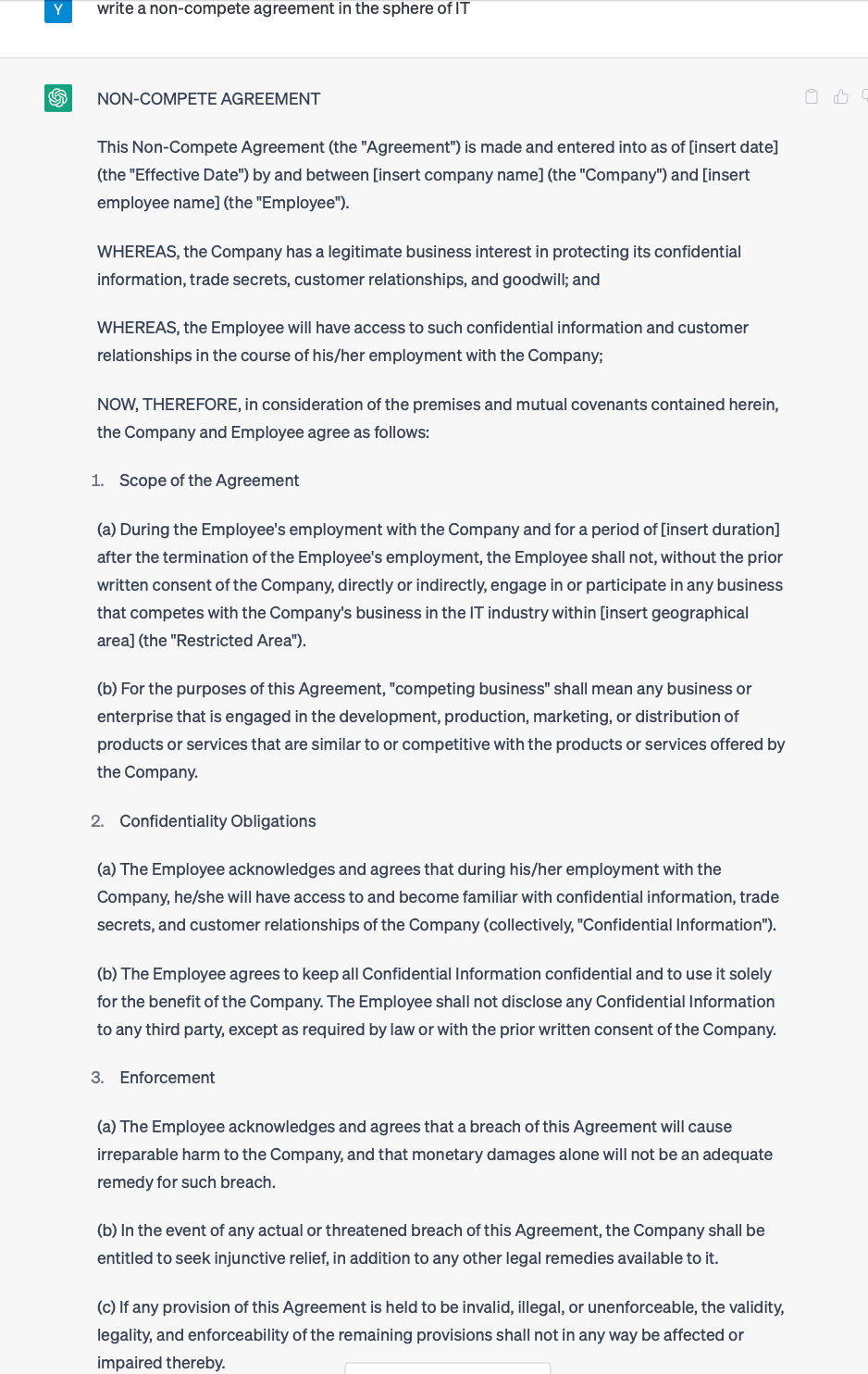 Drafting contracts with chatgpt prompts