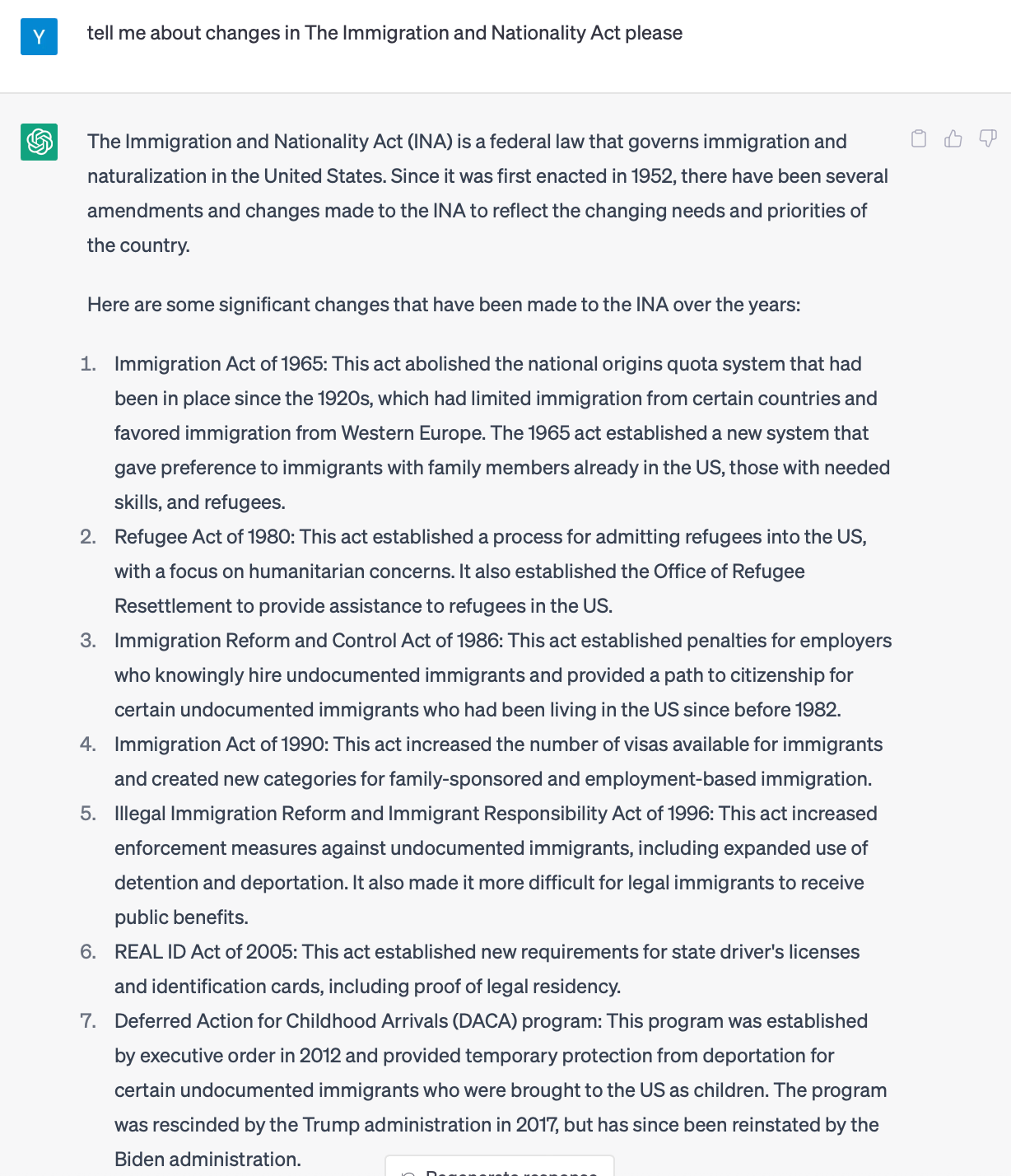 Tracking changes in the law with chatgpt