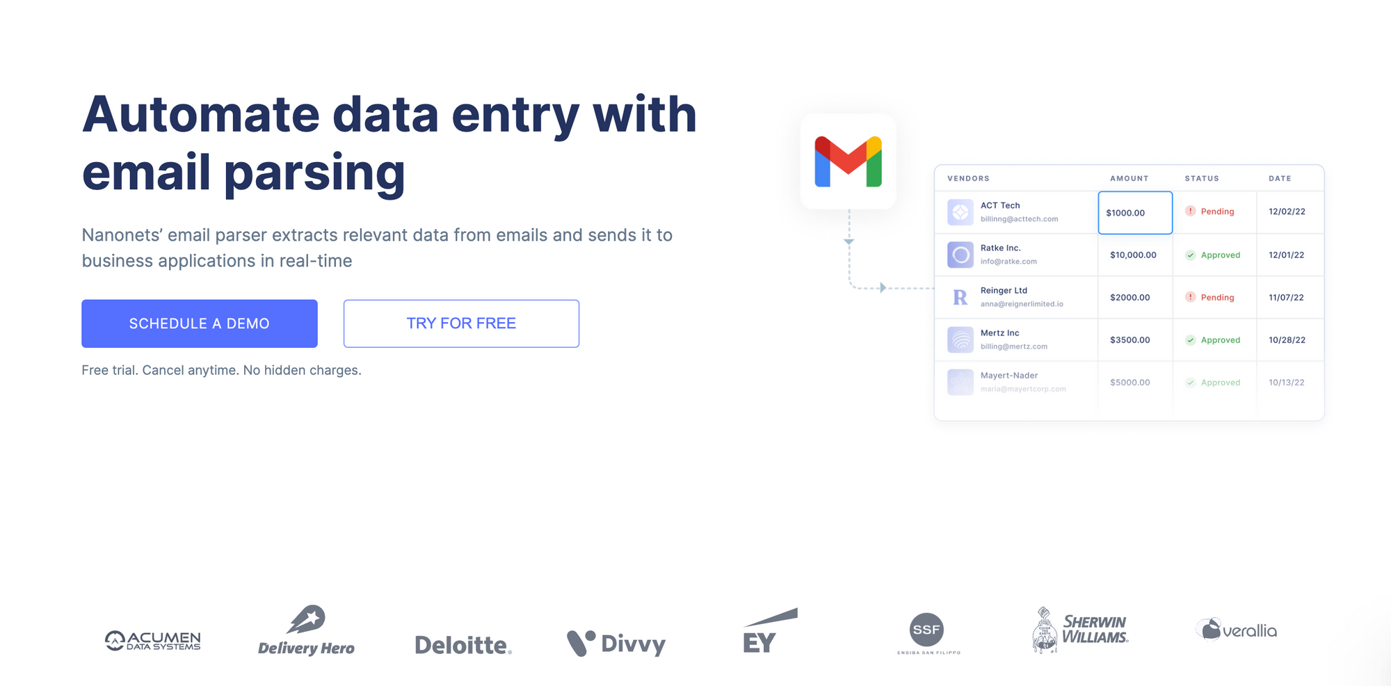 Nanonets email parser