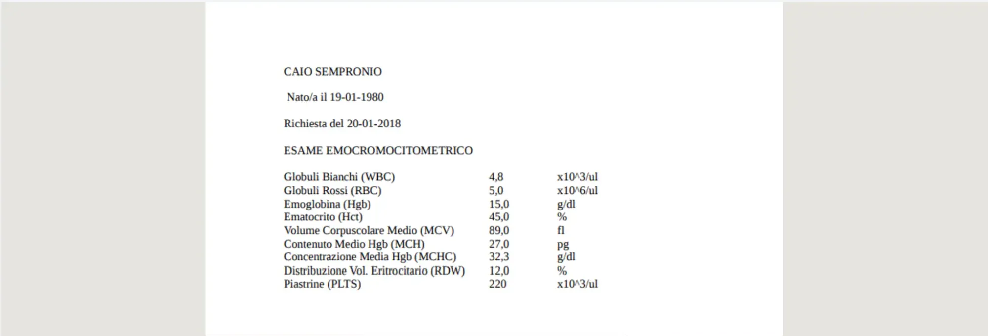 Sample page of the document used