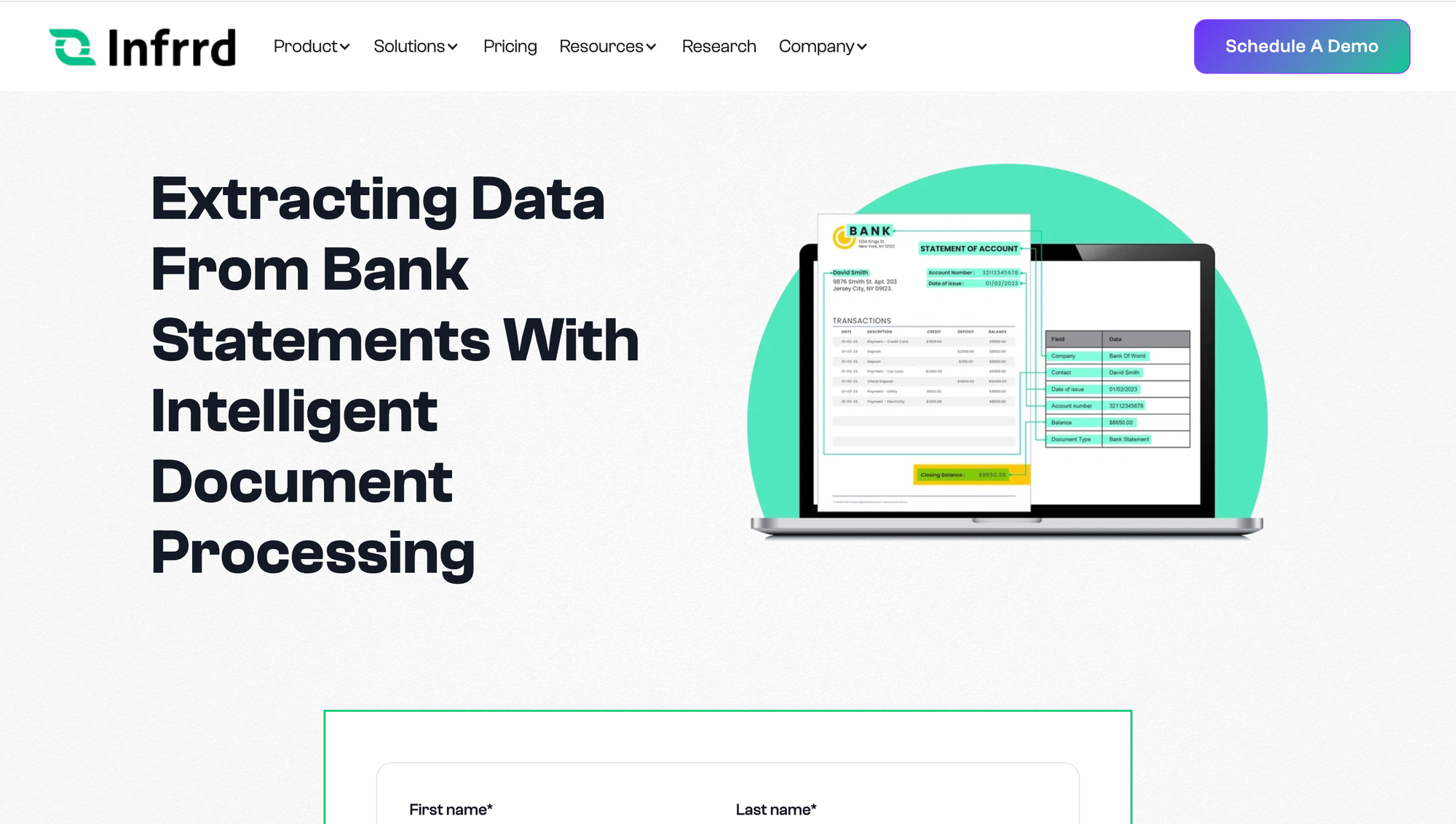 Bank Statement extraction using Infrrd