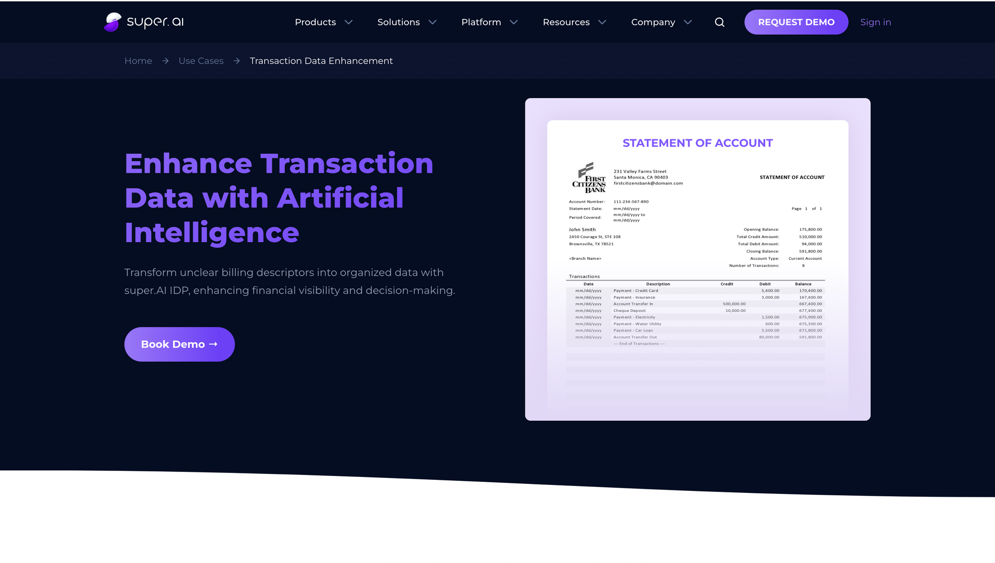 Bank Statement extraction using Super.AI