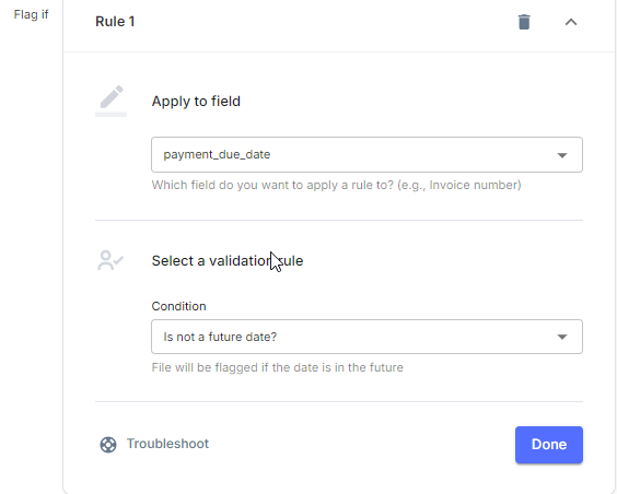 You can set up rules to automatically flag invoices where the&nbsp;invoice date is in the future.