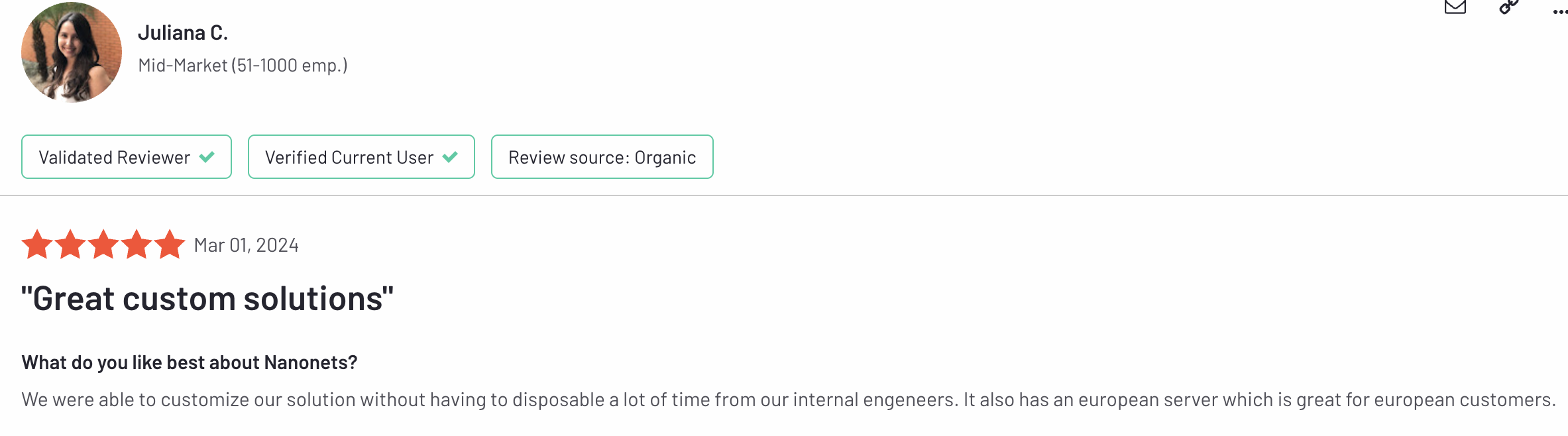 Juliana C G2 Review - Nanonets