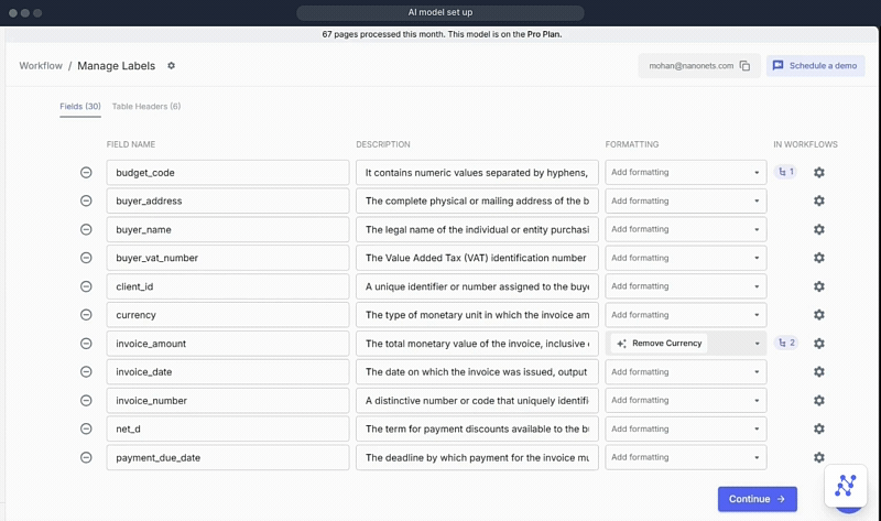 Defining table headers help the model understand your documents better