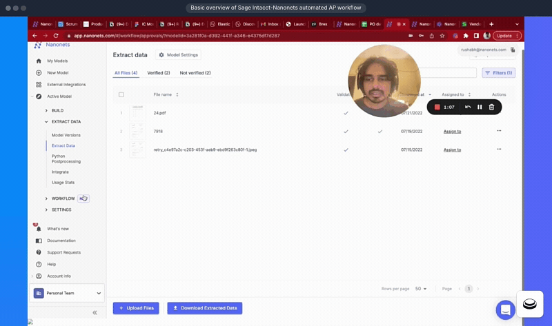 Basic overview of Sage-Nanonets AP automation workflow 