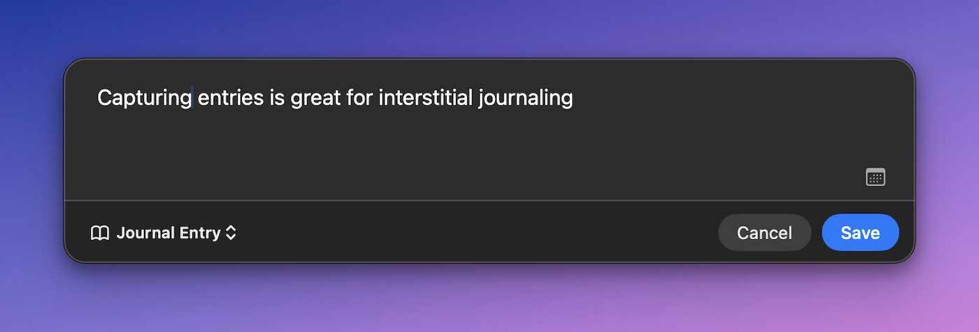 The Journal capture screen.