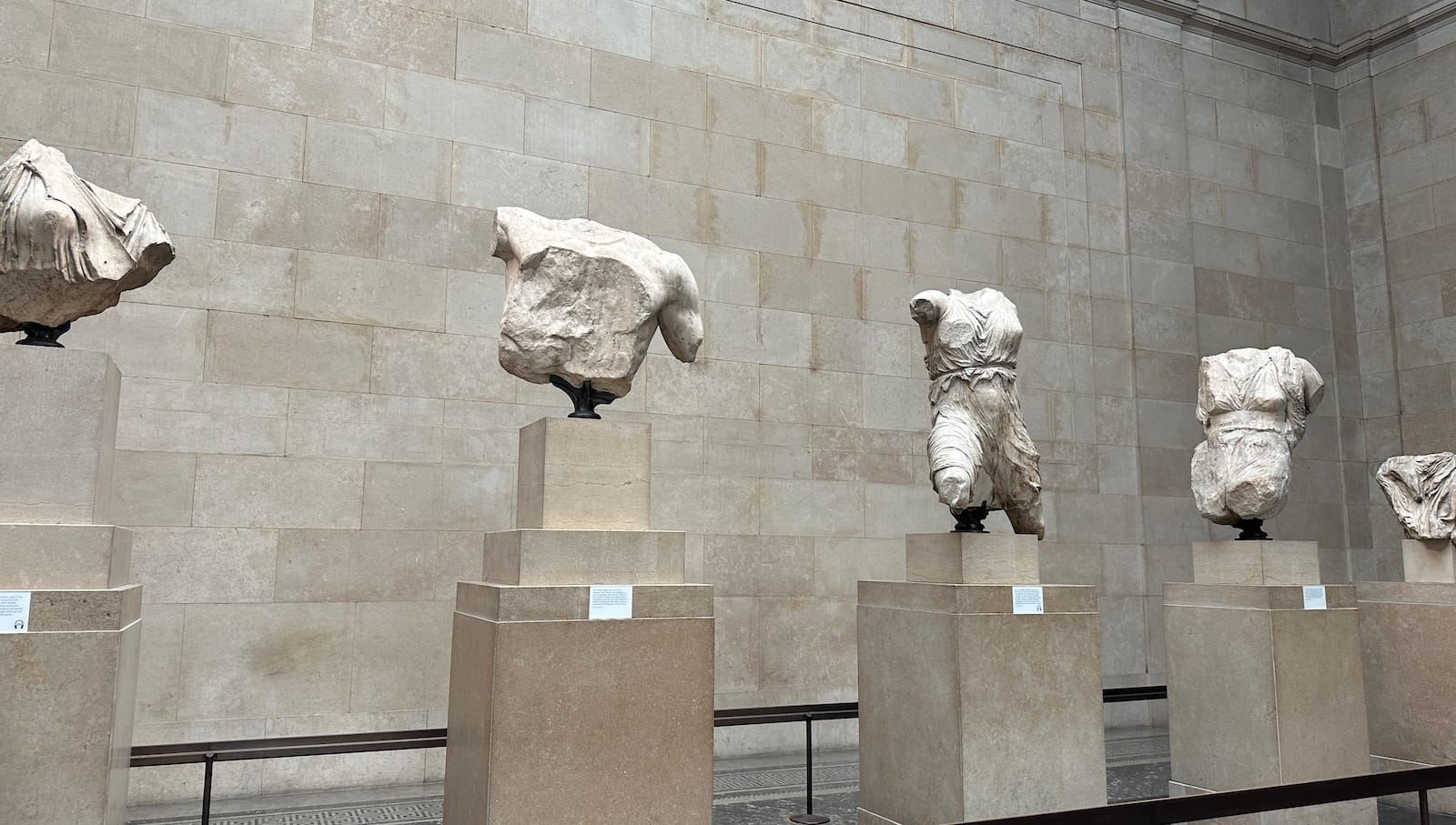 Pieces of the Parthenon displayed at the British Museum.