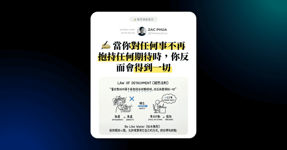 當你對任何事不再抱持任何期待時，你反而會得到一切（Law of Detachment）