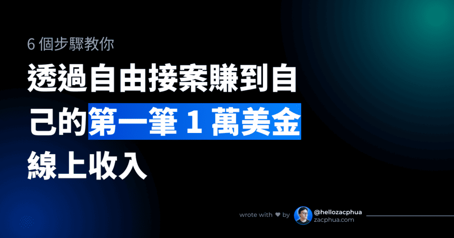 6 個步驟教你透過自由接案賺到自己的第一個 1 萬美金線上收入 - Featured Image