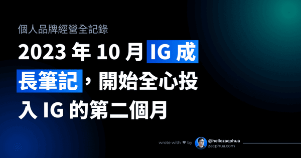 2023 年 10 月 IG 成長筆記，開始全心投入 IG 的第二個月