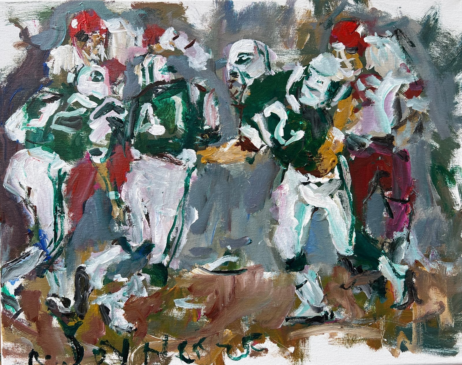 Expressive NFL painting of New York Jets legend Joe Namath