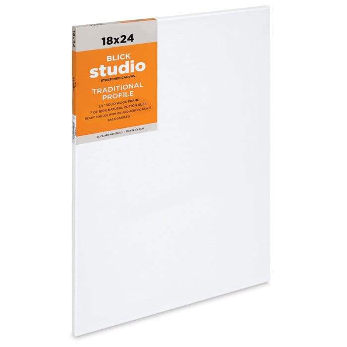 Blick Studio Cotton Canvas — back-stapled, pre-primed cotton canvas for acrylics; solid price-to-quality for daily painting.