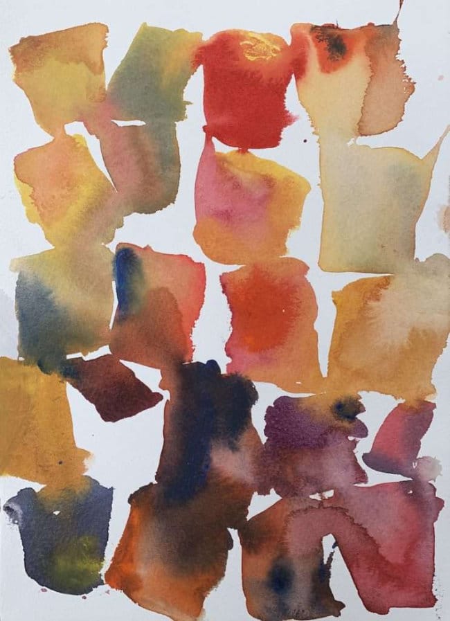 Loose watercolor abstract squares in a value grid with varied edges