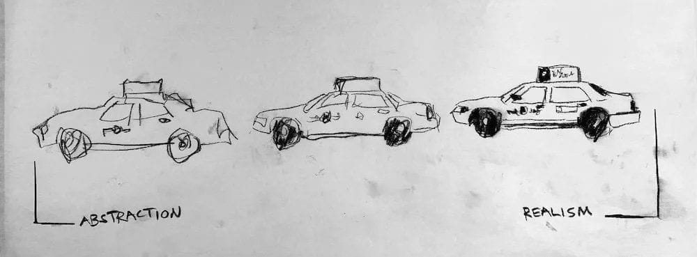 Drawing progression from tight, detailed lines to a loose gestural sketch to show range of mark-making.