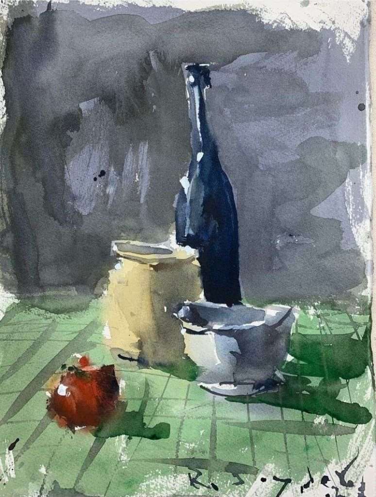 Step-by-step guide for loose watercolor still life painting