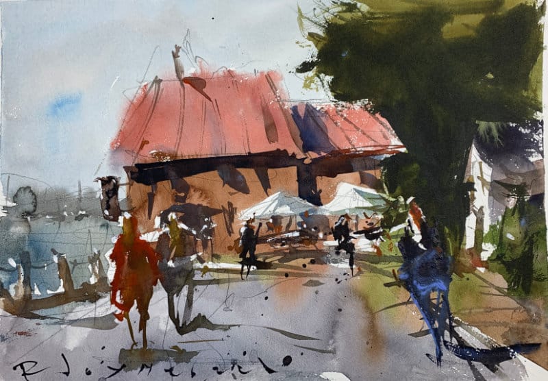 Cityscape Watercolor painting idea - advanced layering techniques