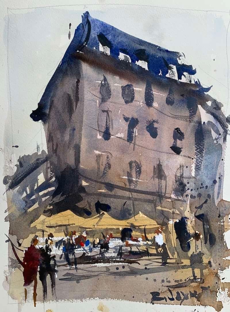 How to paint loose watercolor landscapes - finished painting demo