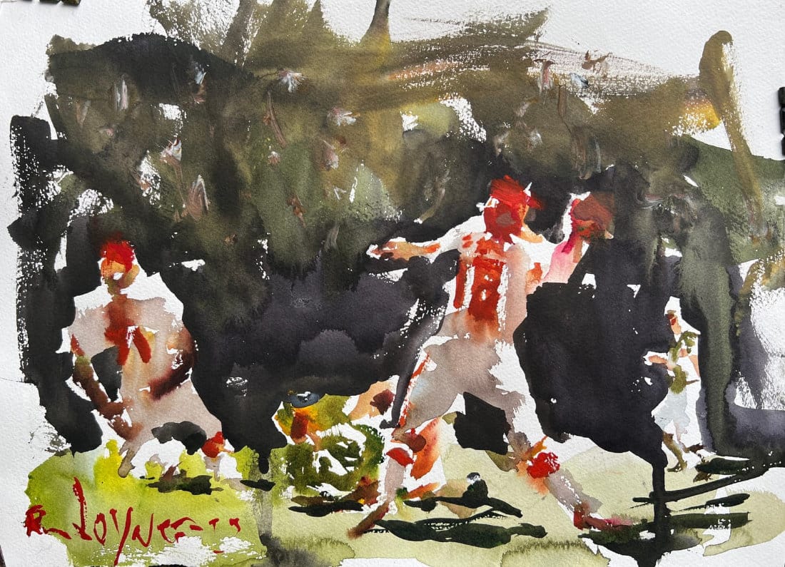 American football watercolor painting of Kansas City Chiefs