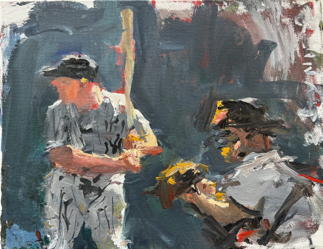 Original baseball acrylic painting - Yankees legend Mickey Mantle