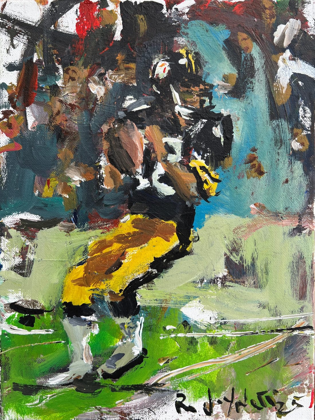 Expressive painting Pittsburg Steeler Terry Bradshaw by Robert Joyner