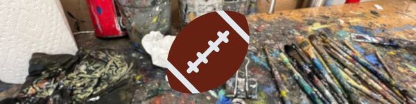 Original Cowboys Art - hero image with art table background and football symbol
