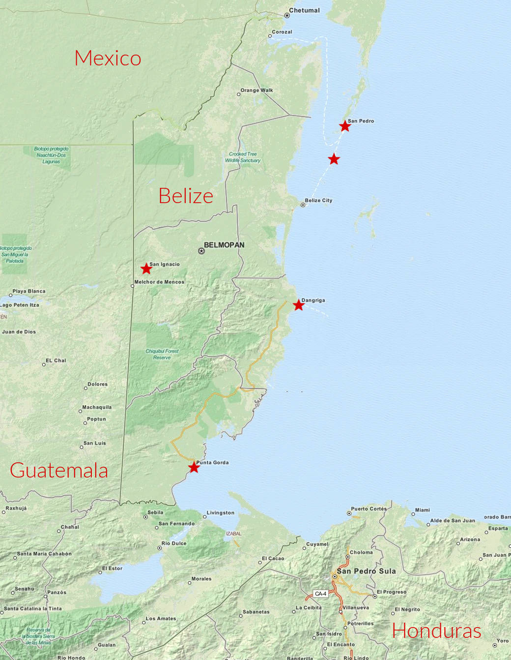 Map of Belize