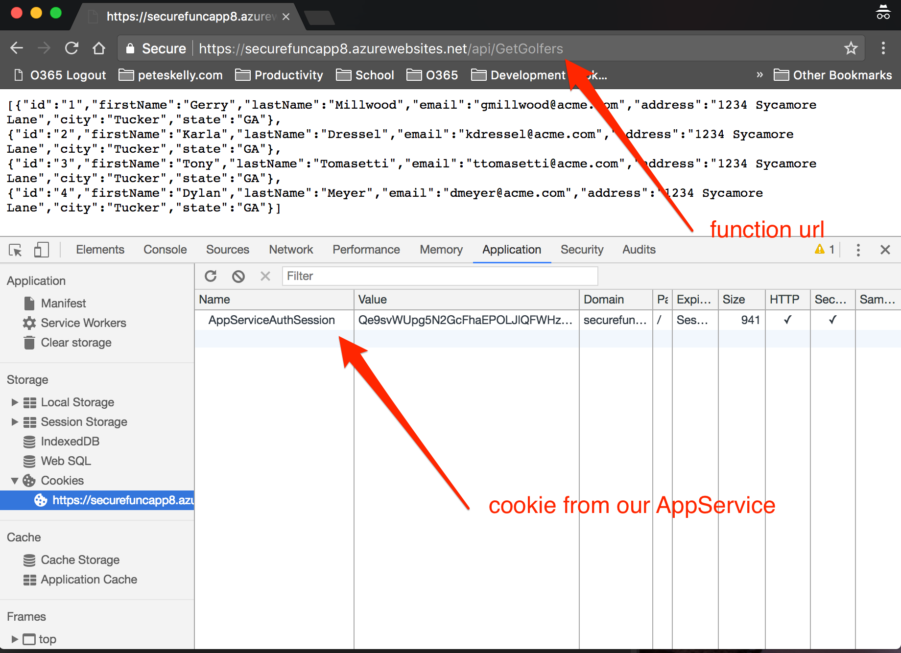 authenticated api result