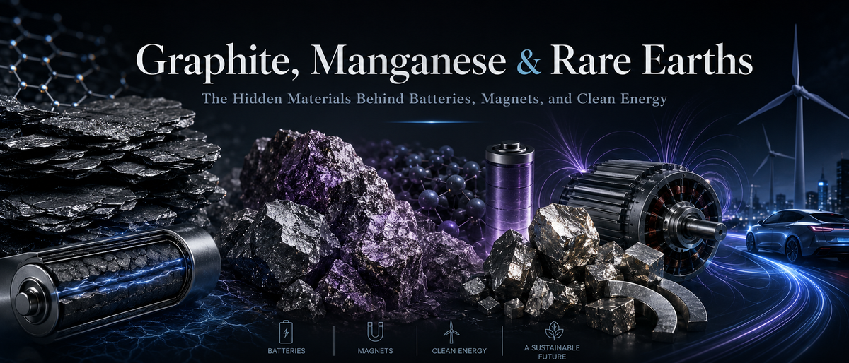 Graphite, Manganese & Rare Earths: The Hidden Materials Behind Batteries, Magnets, and Clean Energy