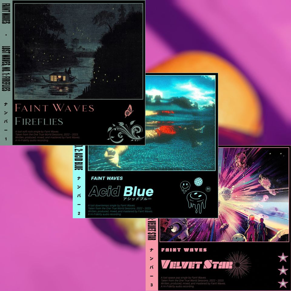 Cover art for three Faint Waves singles combined.