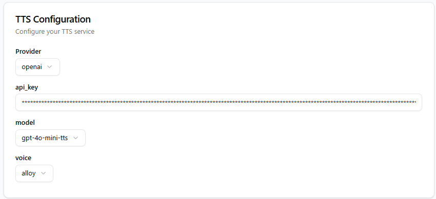 TTS Configuration