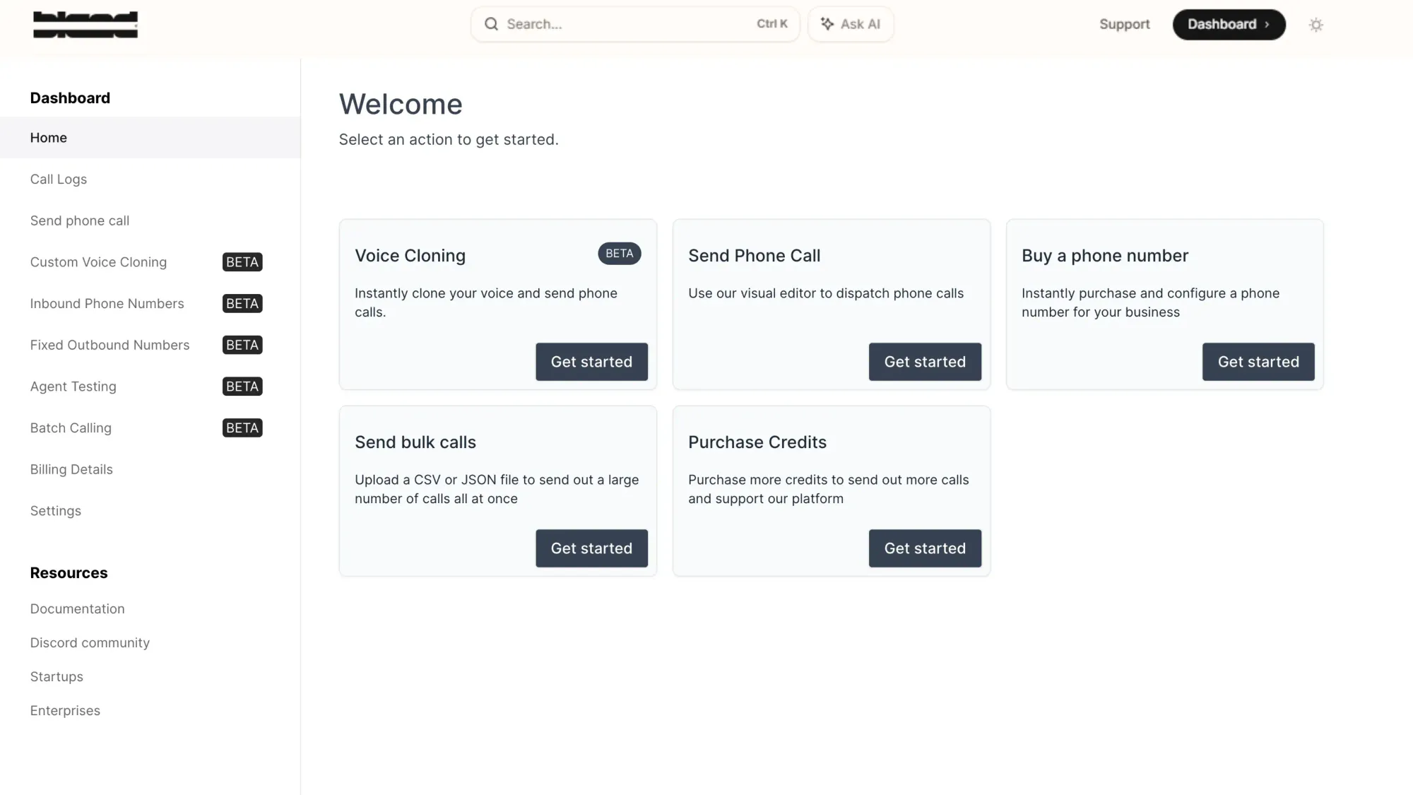 Bland AI Interface and Setup