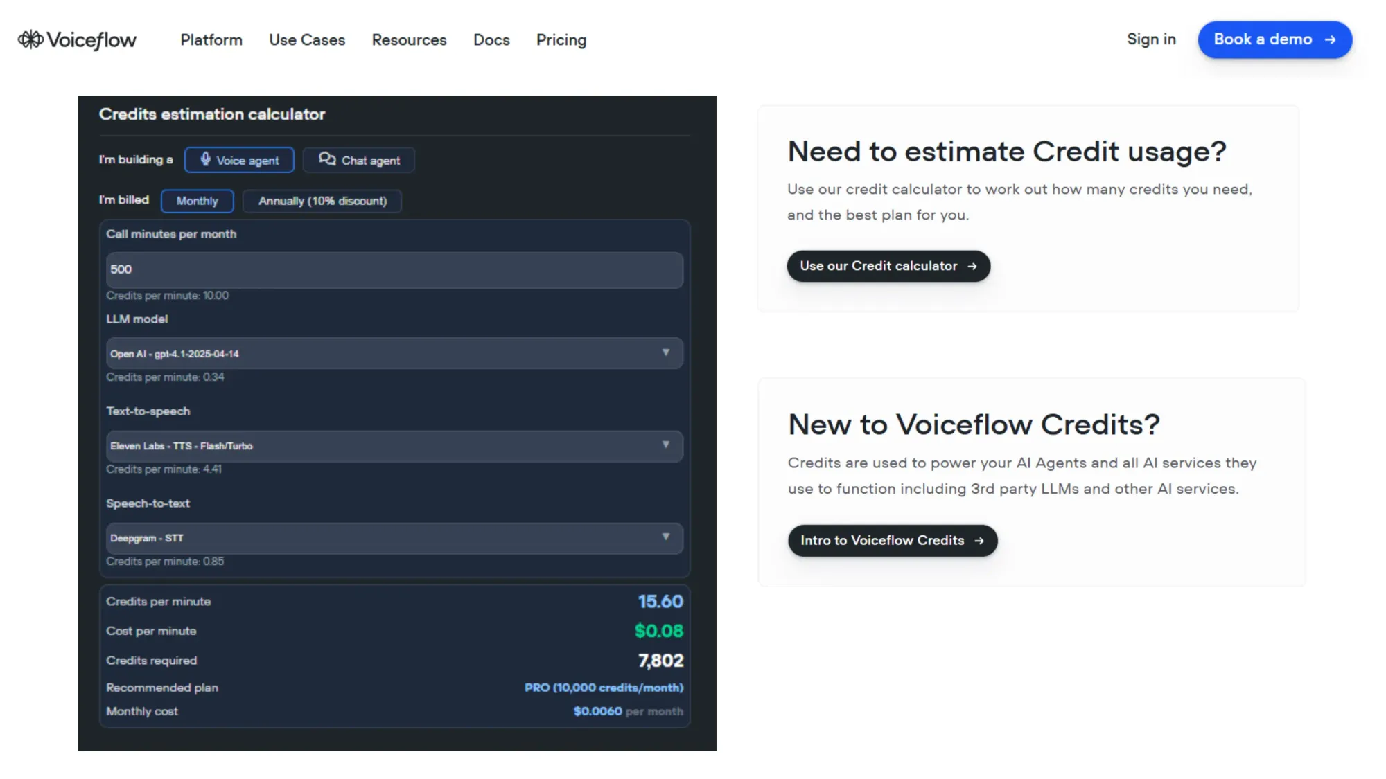 Voiceflow Cost Estimation
