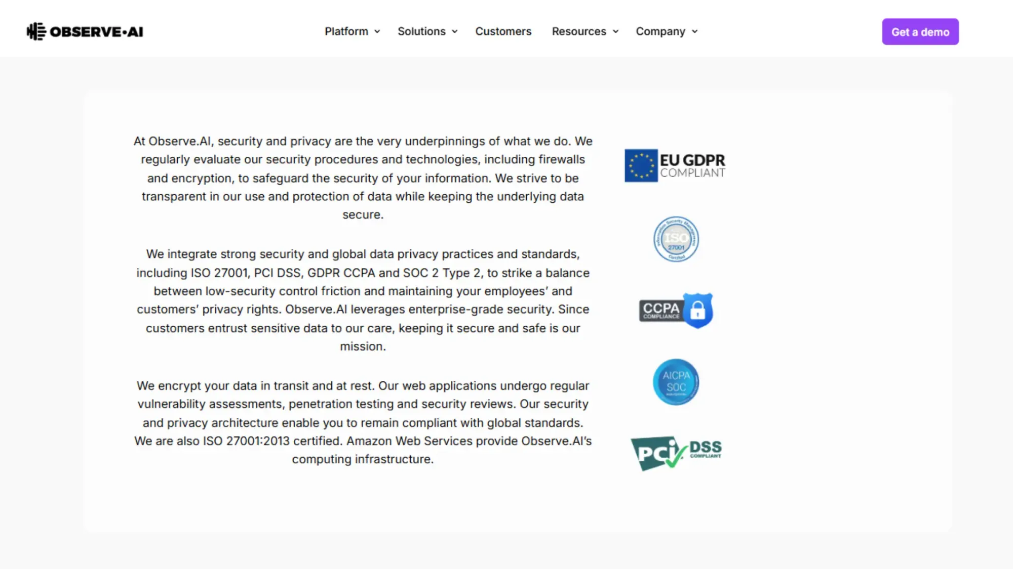 Observe AI Security and Compliance