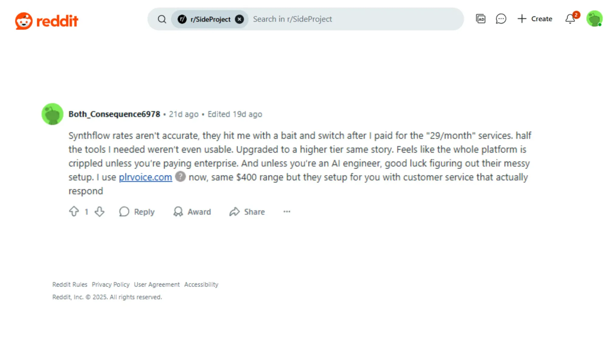 Synthflow Reddit Review