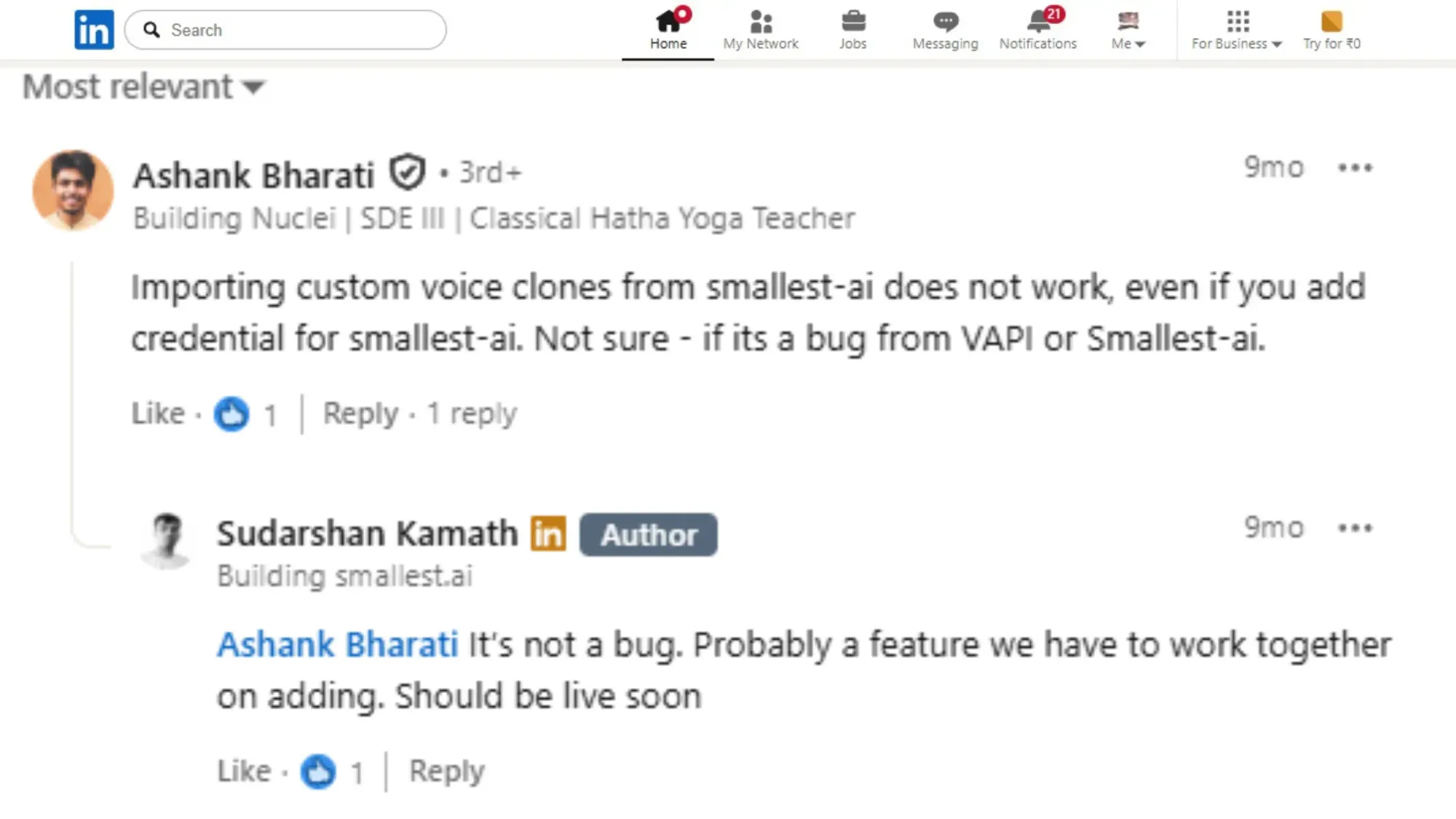 Smallest AI Linkedin Review