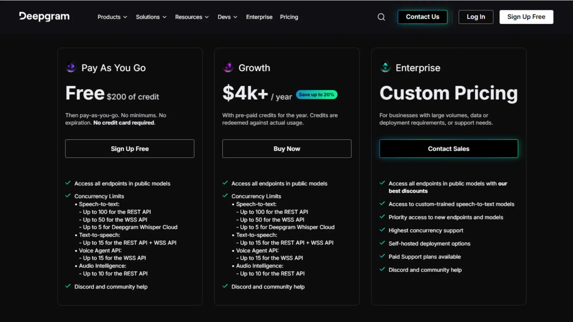 Deepgram Pricing at Glance