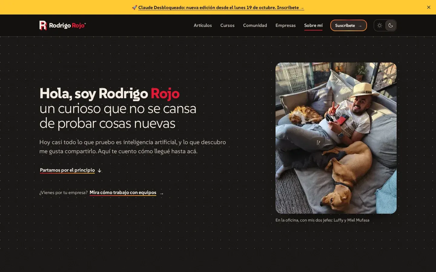 Sobre mí, la página más personal: mi historia, mi trayectoria y mi lado B.