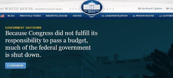 Government Closed // Credit: Whitehouse.gov