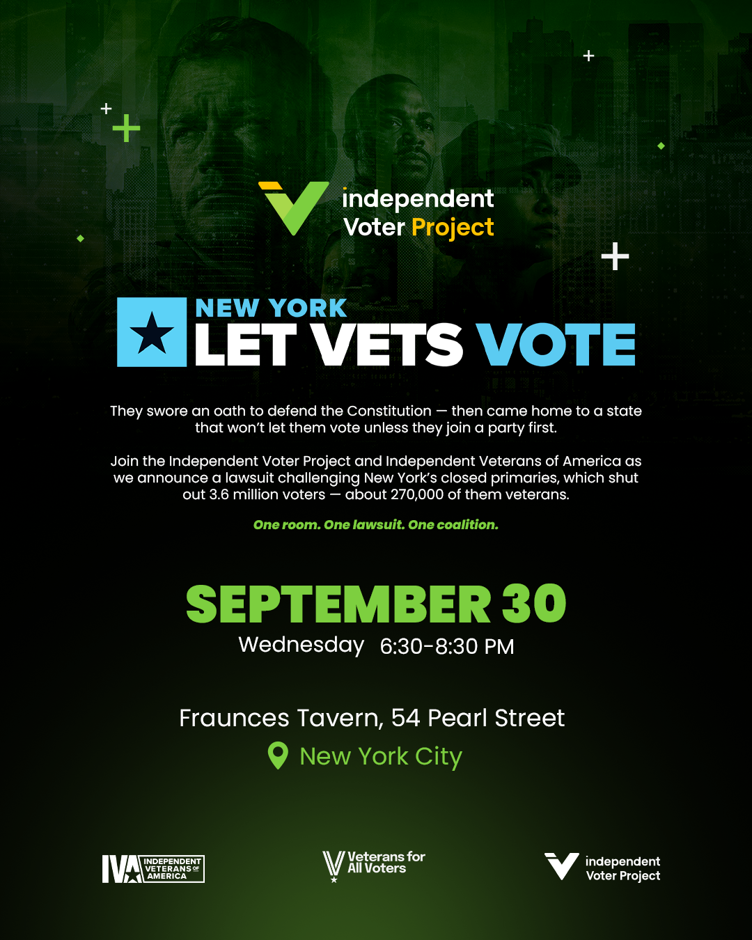 New York Let Vets Vote, September 30 at Fraunces Tavern
