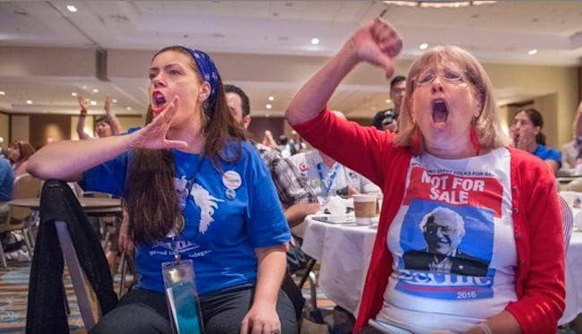Sanders Supporters Shout at California Sec. of State: "You Cheated!"