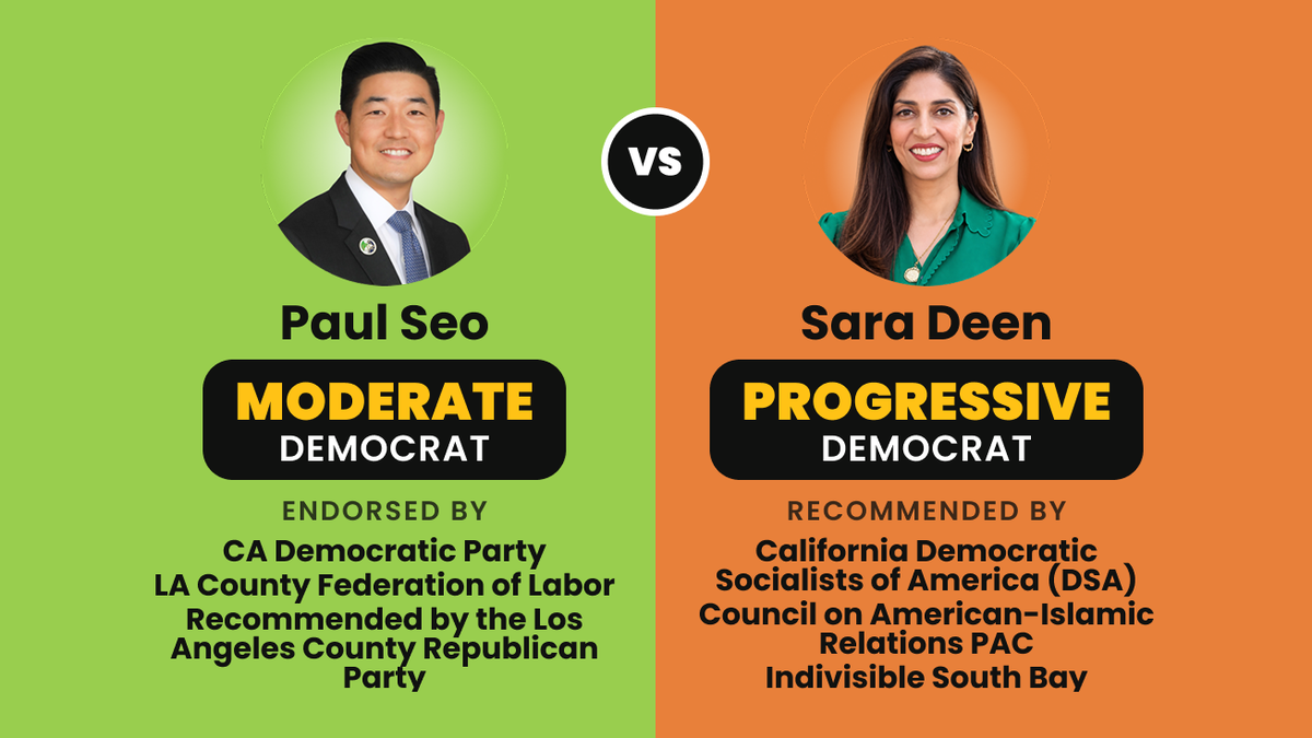 Paul Seo (Moderate Democrat) vs. Sara Deen (Progressive Democrat), Assembly District 66