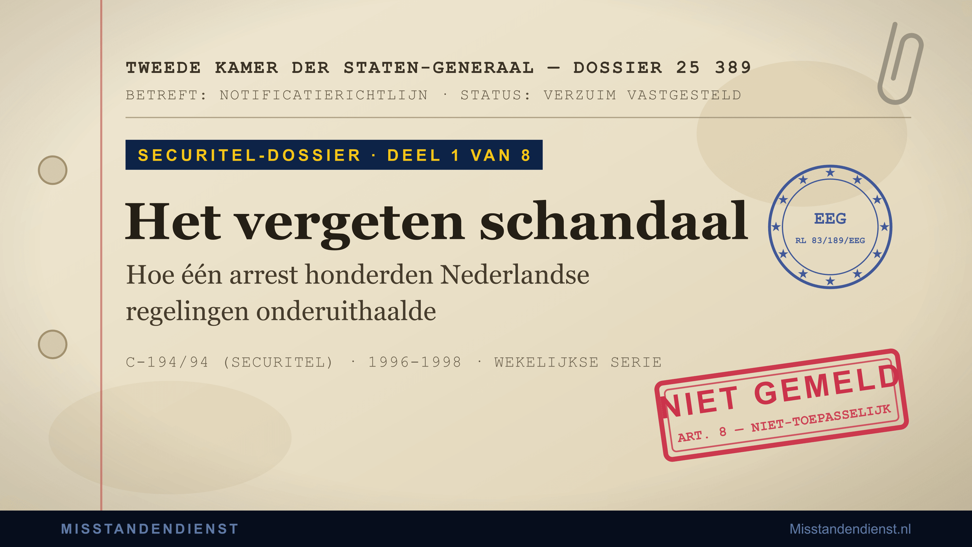 Het Securitel-dossier (1/8): het vergeten schandaal dat honderden Nederlandse regelingen onderuithaalde